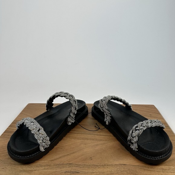 New NWOB Azalea Wang Nikolina Braided Rhinestone Platform Slides Sandals Size 7 - Picture 5 of 13